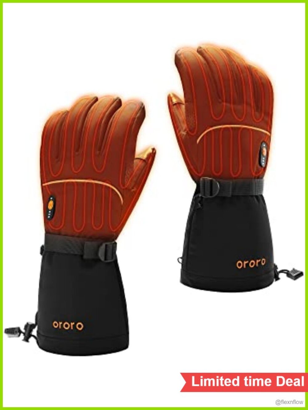 ORORO Heated Gloves Unisex Water Resistant Polyester Winter Outdoor